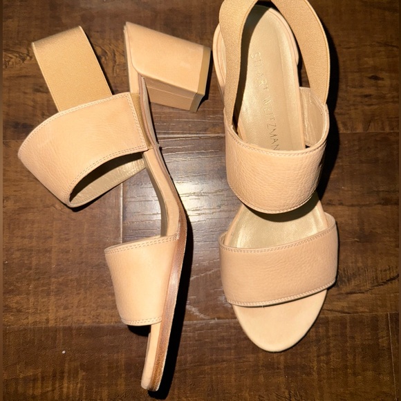 Stuart Weitzman Nude Block Heel Sandals - Picture 6 of 9
